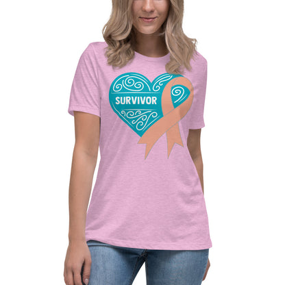 Survivor Teal Uterine or Endometrial Cancer -- Womens Relaxed T Shirt