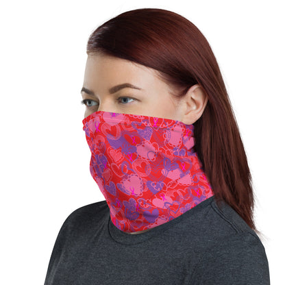 Hearts Breast Cancer Ribbon Red - Neck Gaiter