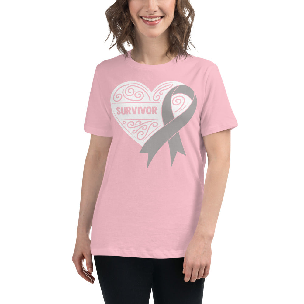 Survivor White Brain Cancer -- Womens Relaxed T Shirt