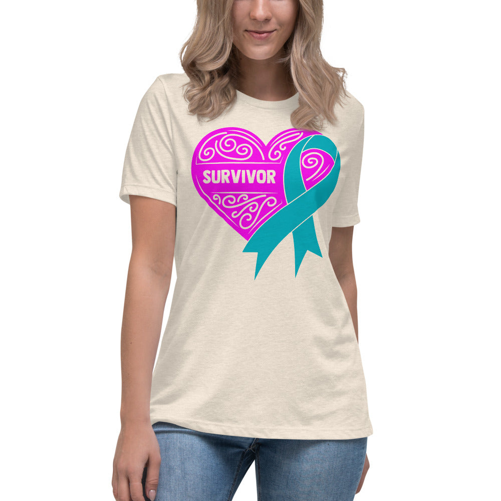 Survivor Pink Ovarian Cancer -- Womens Relaxed T Shirt