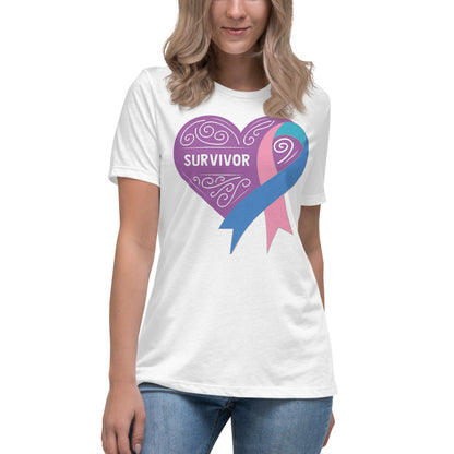 Survivor Lavender Thyroid Cancer -- Womens Relaxed T Shirt