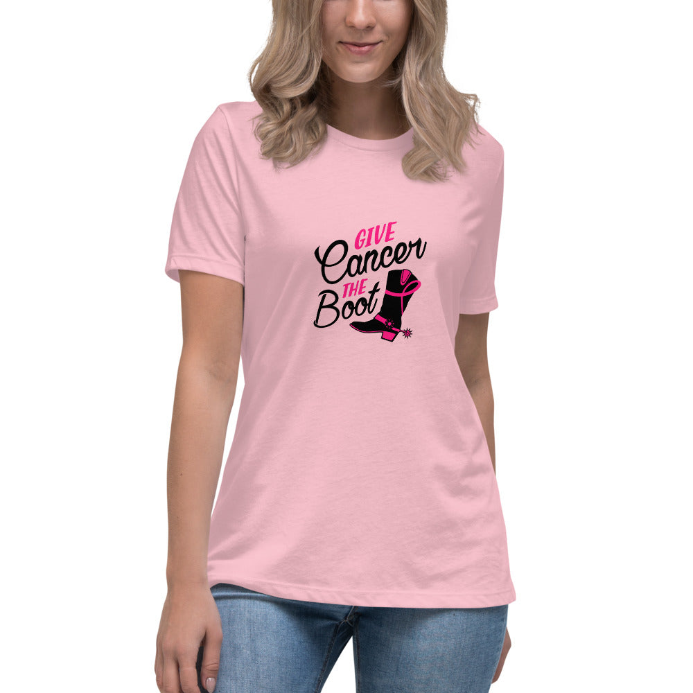 Give Cancer The Boot -- Womens Relaxed T Shirt