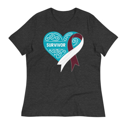 Survivor Teal Head and Neck Cancer -- Womens Relaxed T Shirt