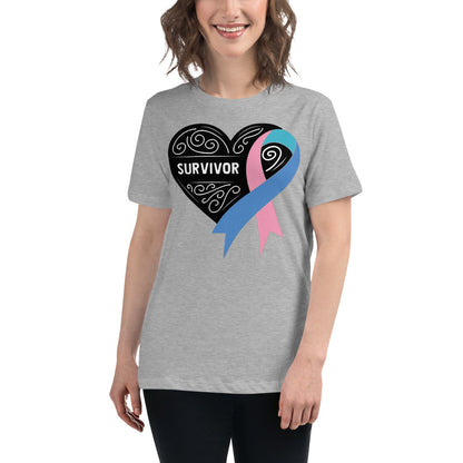 Survivor Black Thyroid Cancer -- Womens Relaxed T Shirt