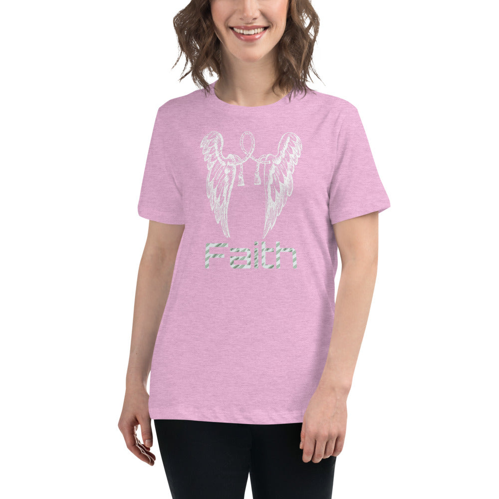 White Wings Faith -- Womens Relaxed T Shirt