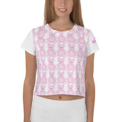 Pink Cancer Bear - All-Over Print Crop Tee