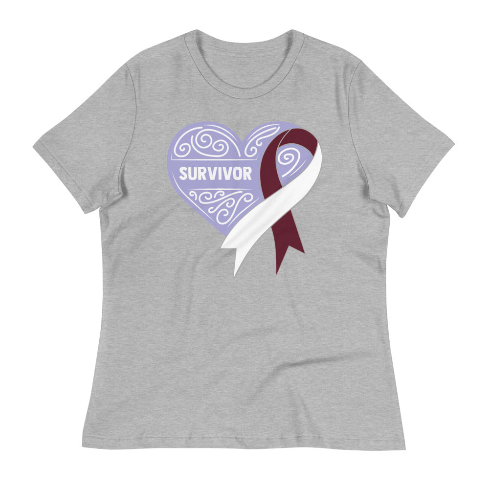 Survivor Lavender Head and Neck Cancer -- Womens Relaxed T Shirt