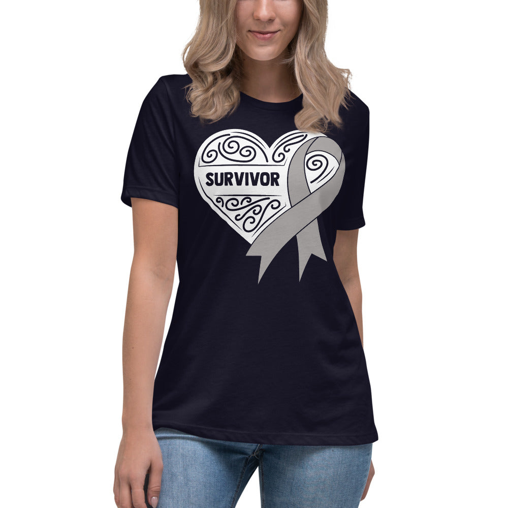 Survivor White Brain Cancer -- Womens Relaxed T Shirt