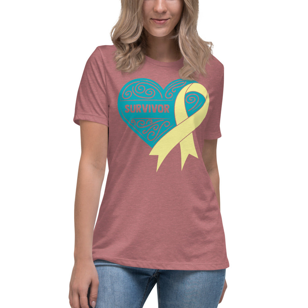 Survivor Teal Bone and Sarcoma Cancer -- Womens Relaxed T Shirt