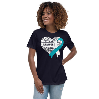 Survivor White Cervical Cancer -- Womens Relaxed T Shirt