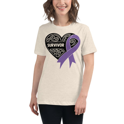 Survivor Black all Cancers -- Womens Relaxed T Shirt