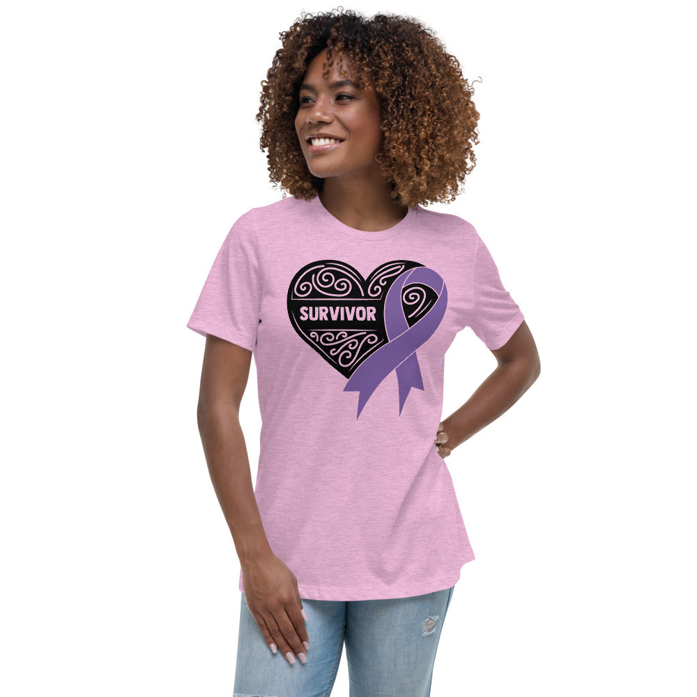 Survivor Black all Cancers -- Womens Relaxed T Shirt