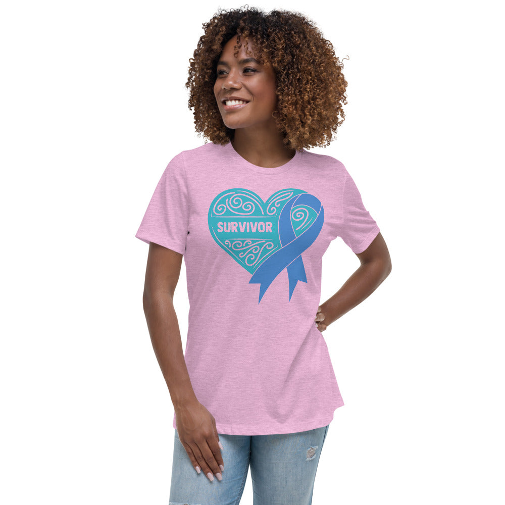 Survivor Teal Colon Cancer -- Womens Relaxed T Shirt