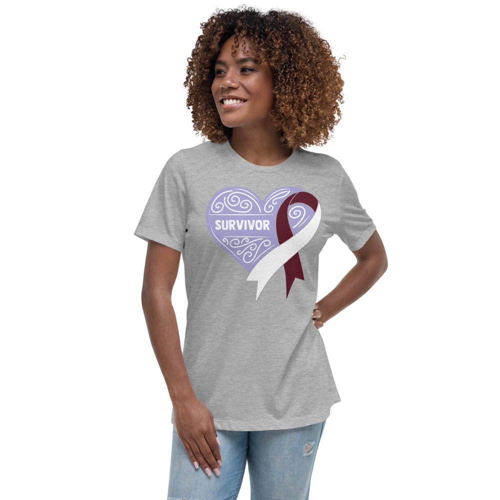 Survivor Lavender Head and Neck Cancer -- Womens Relaxed T Shirt