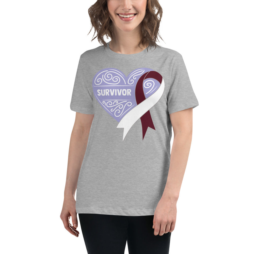 Survivor Lavender Head and Neck Cancer -- Womens Relaxed T Shirt