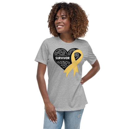 Survivor Black Childhood Cancer -- Womens Relaxed T Shirt