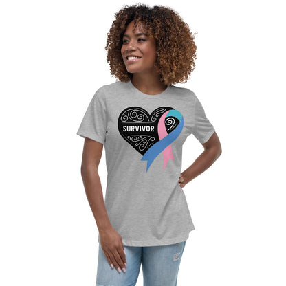 Survivor Black Thyroid Cancer -- Womens Relaxed T Shirt