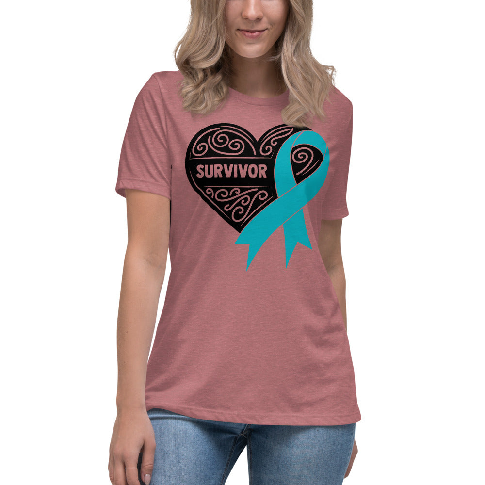 Survivor Black Ovarian Cancer -- Womens Relaxed T Shirt