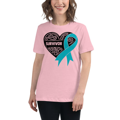 Survivor Black Ovarian Cancer -- Womens Relaxed T Shirt