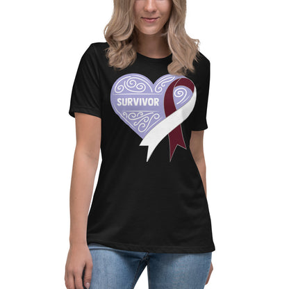 Survivor Lavender Head and Neck Cancer -- Womens Relaxed T Shirt