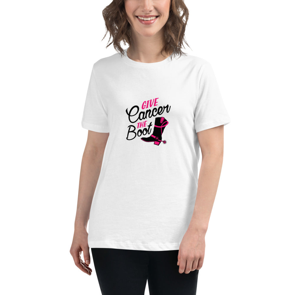 Give Cancer The Boot -- Womens Relaxed T Shirt