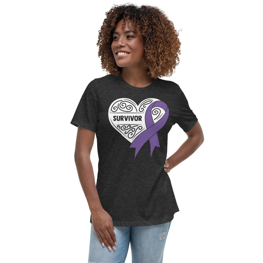 Survivor White All Cancers -- Womens Relaxed T Shirt