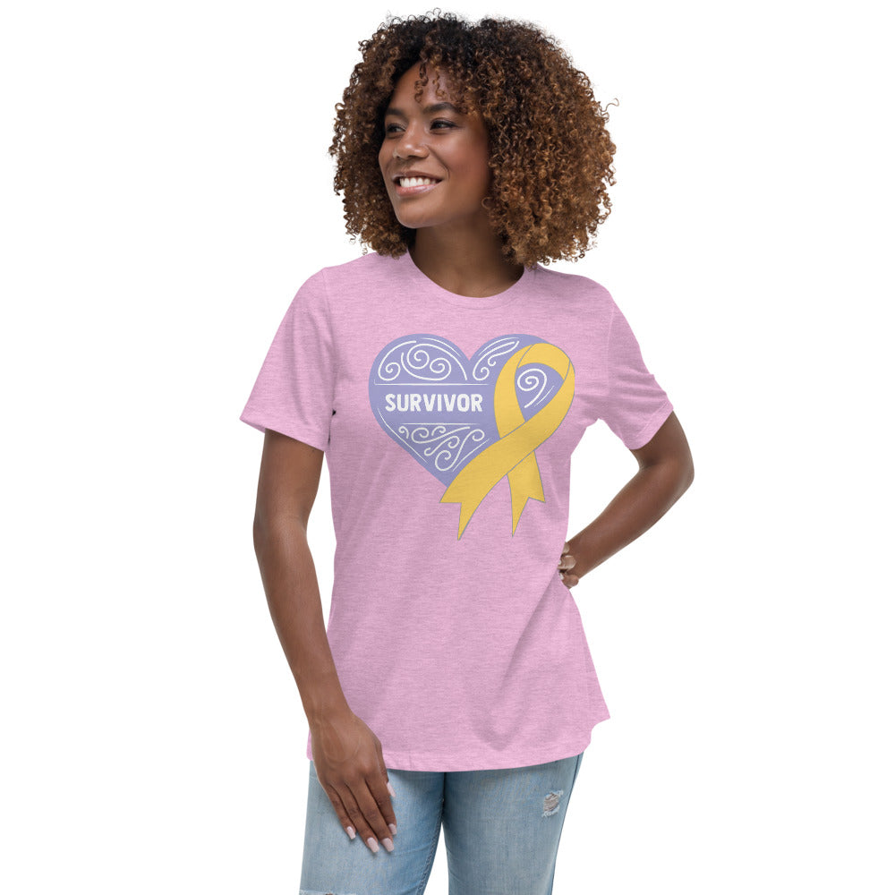 Survivor Lavender Childhood Cancer -- Womens Relaxed T Shirt