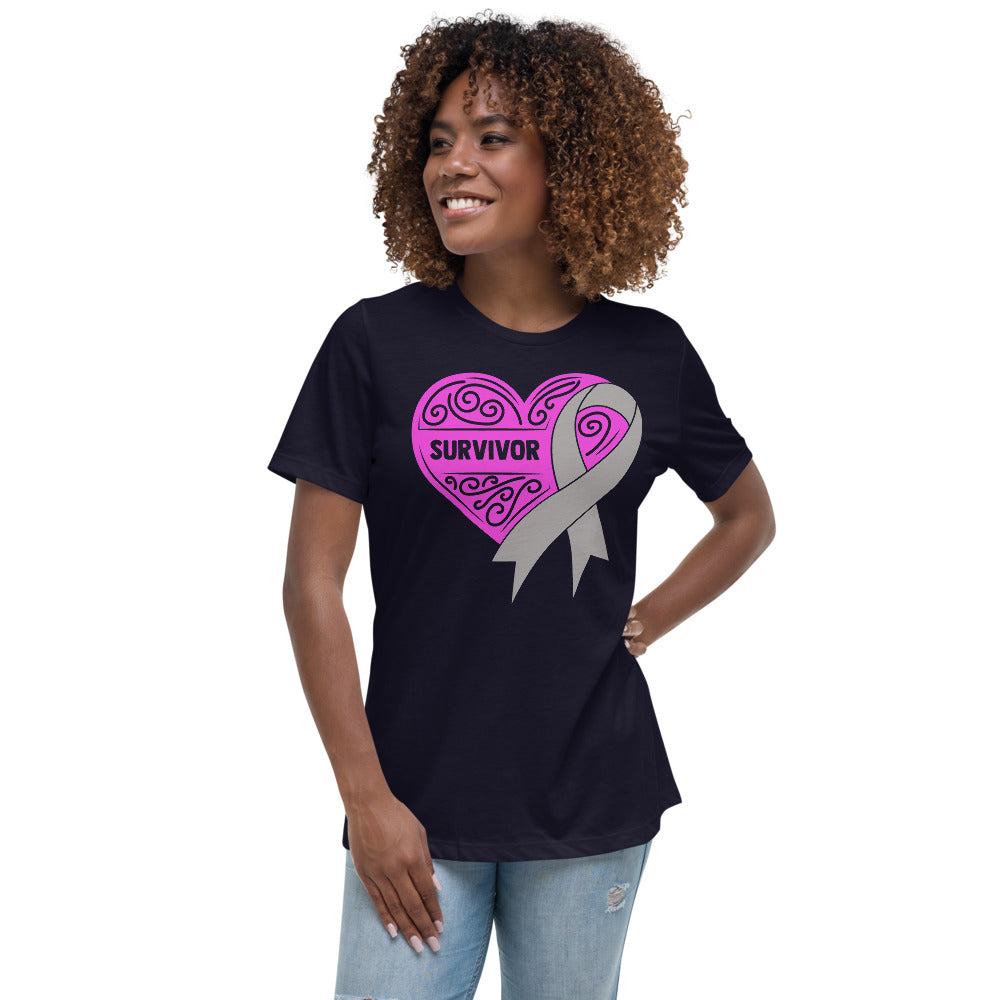 Survivor Pink Brain Cancer -- Womens Relaxed T Shirt