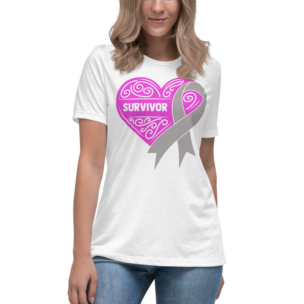 Survivor Pink Brain Cancer -- Womens Relaxed T Shirt