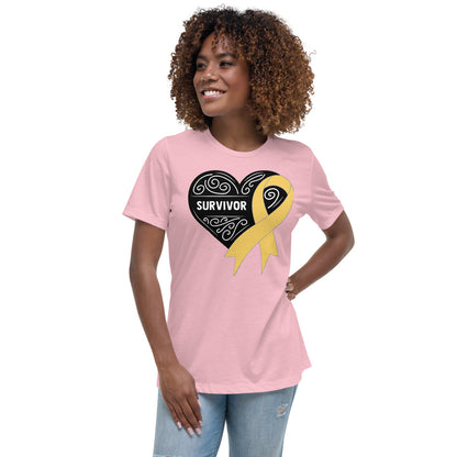 Survivor Black Childhood Cancer -- Womens Relaxed T Shirt