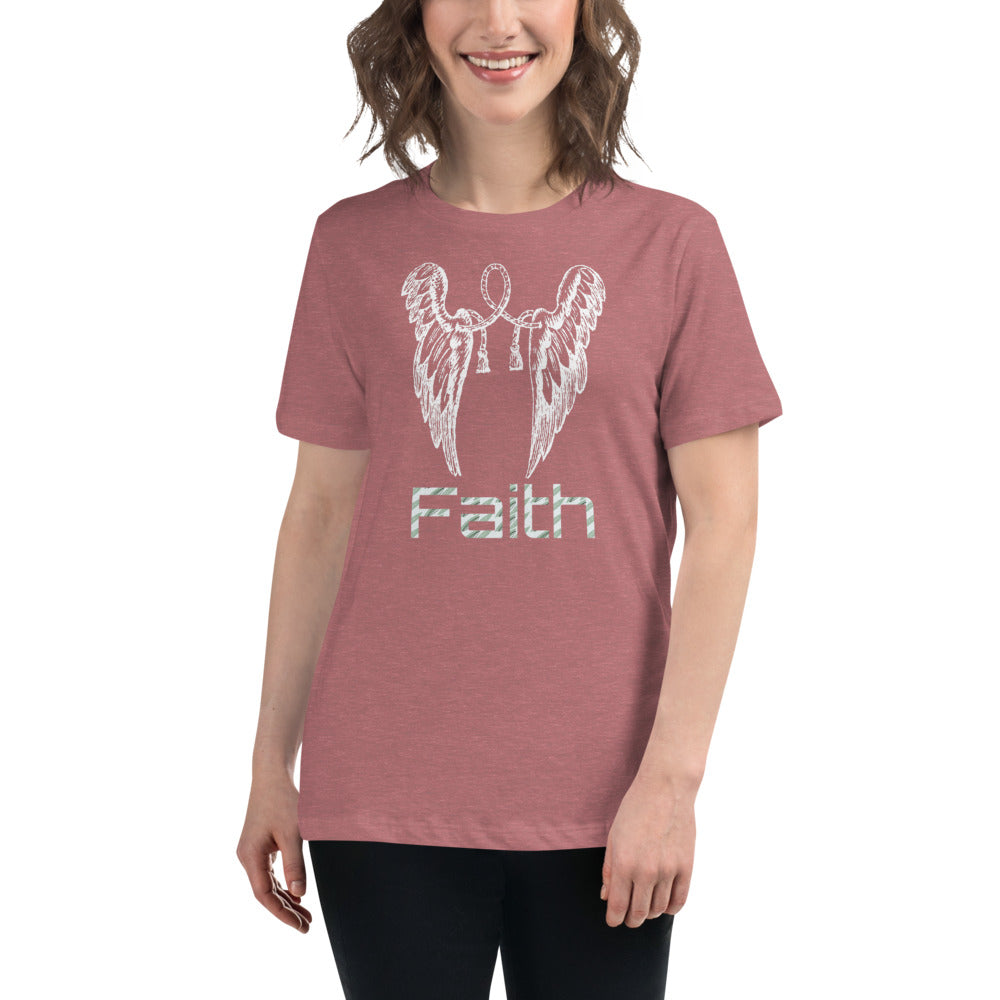 White Wings Faith -- Womens Relaxed T Shirt