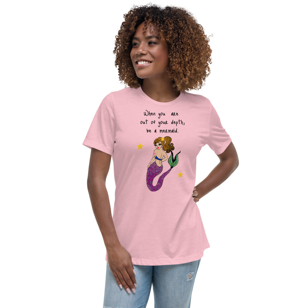 Be A Mermaid Breast Cancer-- Womens Relaxed T Shirt