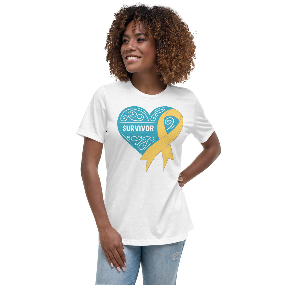 Survivor Teal Childhood Cancer -- Womens Relaxed T Shirt