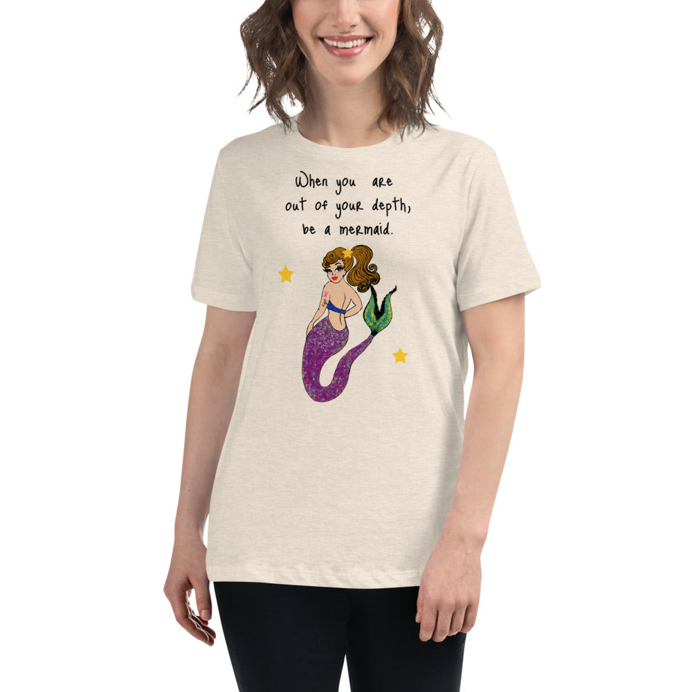 Be A Mermaid Breast Cancer-- Womens Relaxed T Shirt