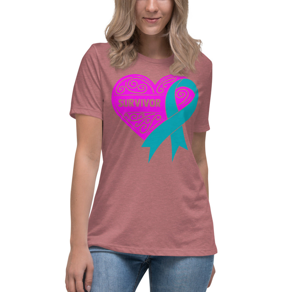 Survivor Pink Ovarian Cancer -- Womens Relaxed T Shirt