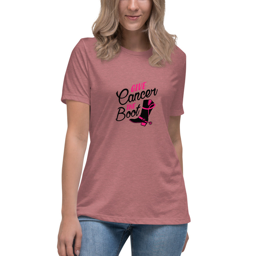 Give Cancer The Boot -- Womens Relaxed T Shirt