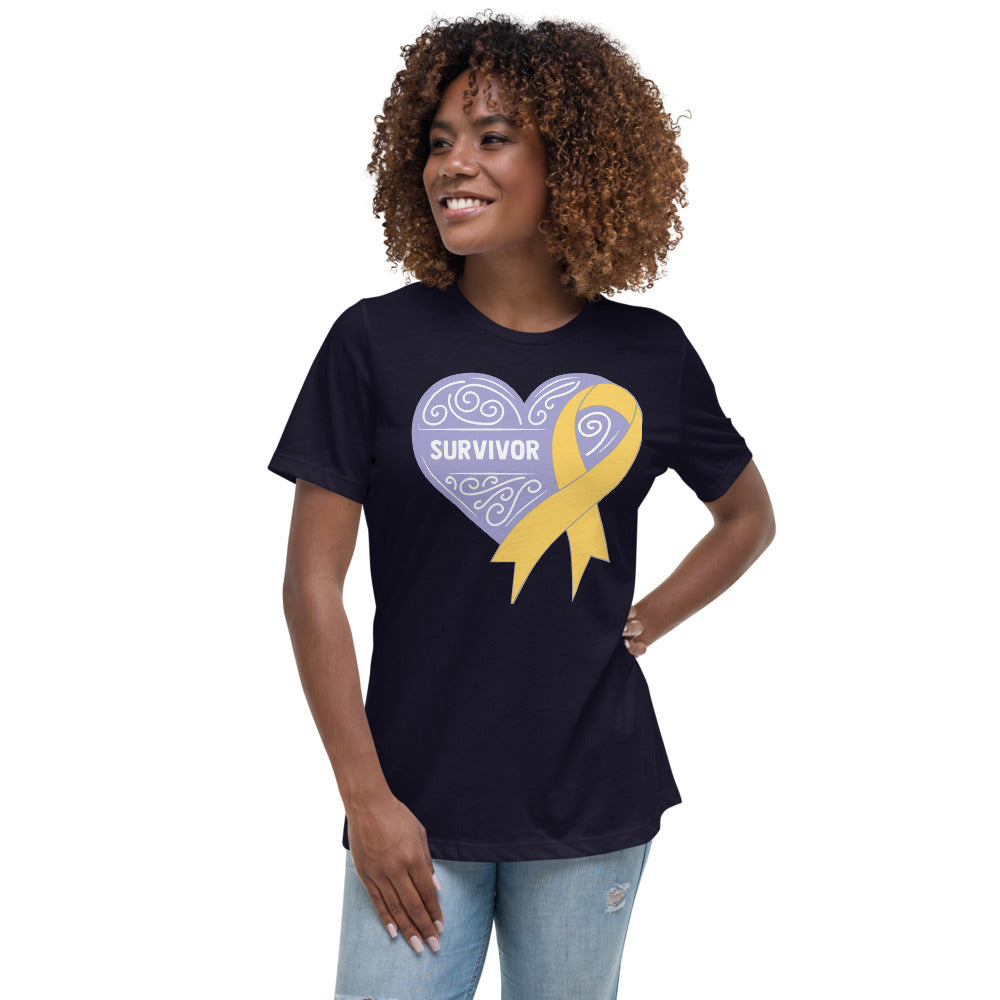 Survivor Lavender Childhood Cancer -- Womens Relaxed T Shirt