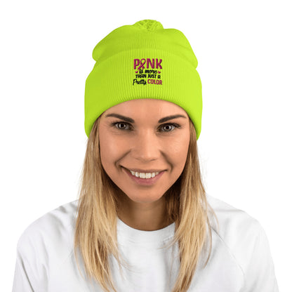Pink More Than Just a Pretty Colour - Pom-Pom Beanie