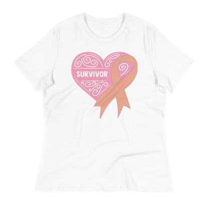 Survivor Pink Uterine or Endometrial Cancer -- Womens Relaxed T Shirt