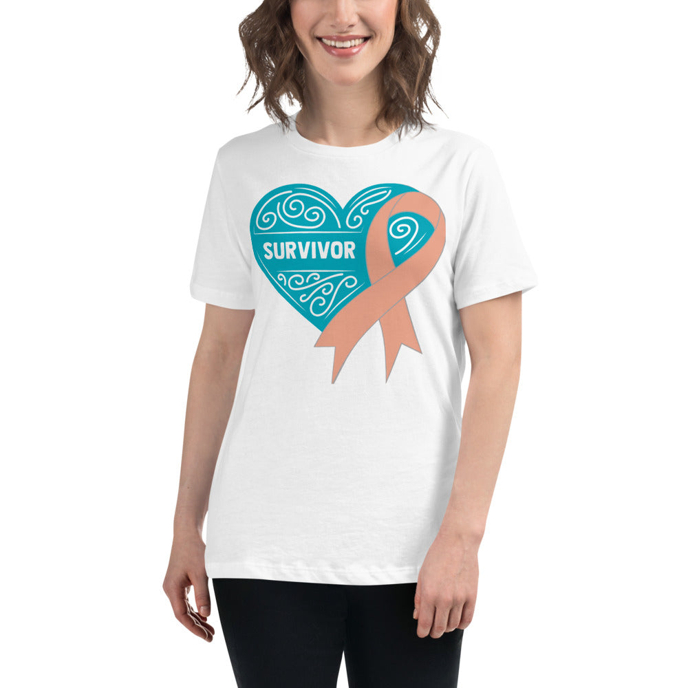 Survivor Teal Uterine or Endometrial Cancer -- Womens Relaxed T Shirt