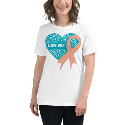 Survivor Teal Uterine or Endometrial Cancer -- Womens Relaxed T Shirt