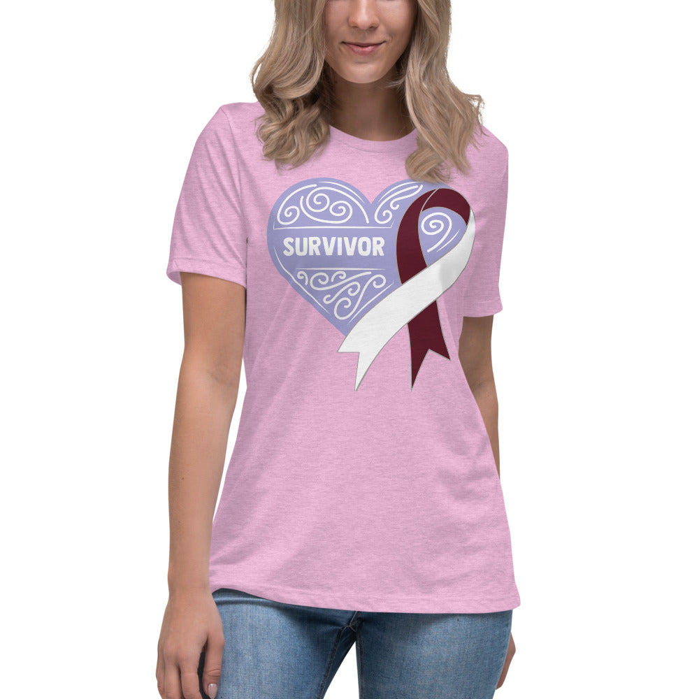 Survivor Lavender Head and Neck Cancer -- Womens Relaxed T Shirt