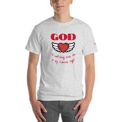 God is watching over my cancer fight - Short Sleeve T-Shirt