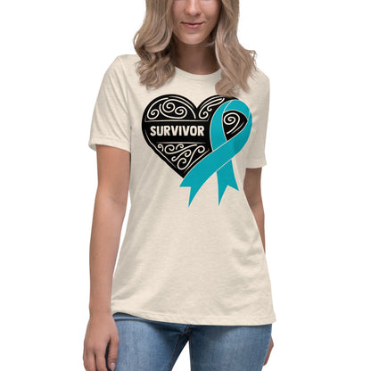 Survivor Black Ovarian Cancer -- Womens Relaxed T Shirt