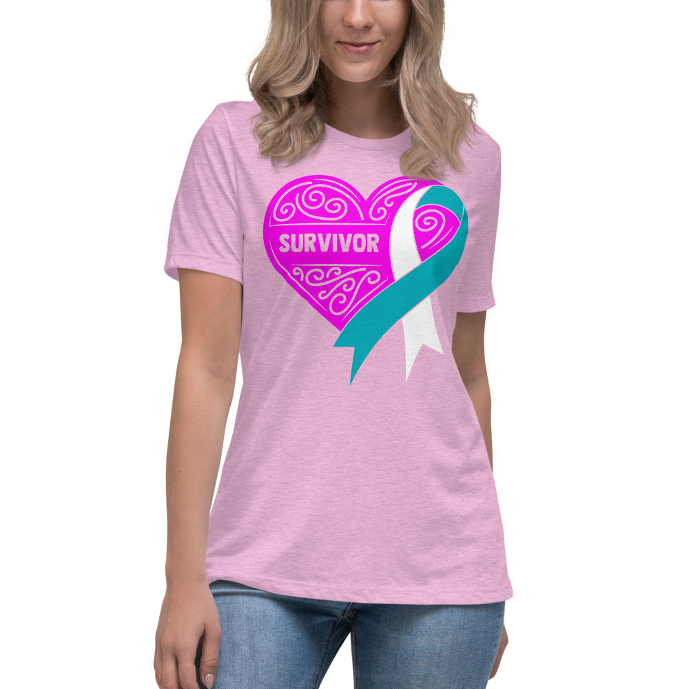 Survivor Pink Cervical Cancer -- Womens Relaxed T Shirt