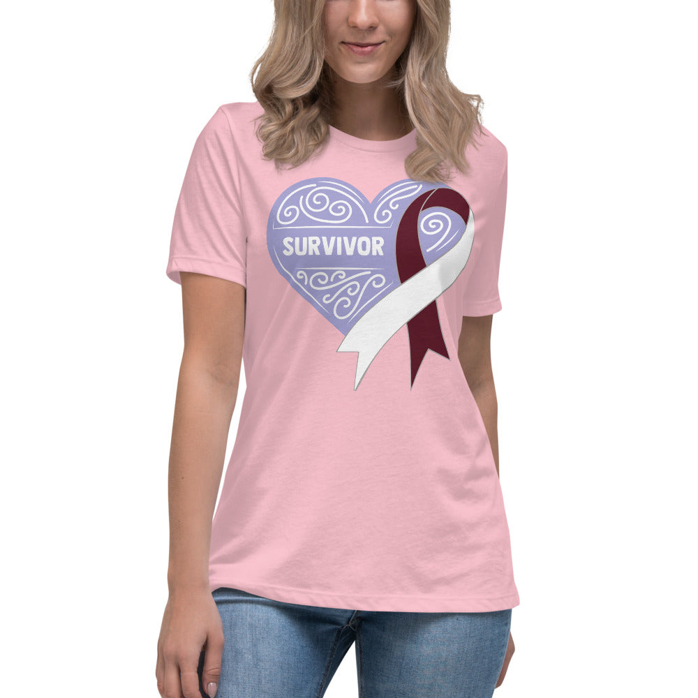 Survivor Lavender Head and Neck Cancer -- Womens Relaxed T Shirt