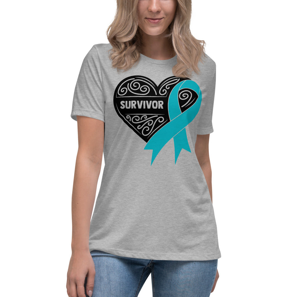 Survivor Black Ovarian Cancer -- Womens Relaxed T Shirt