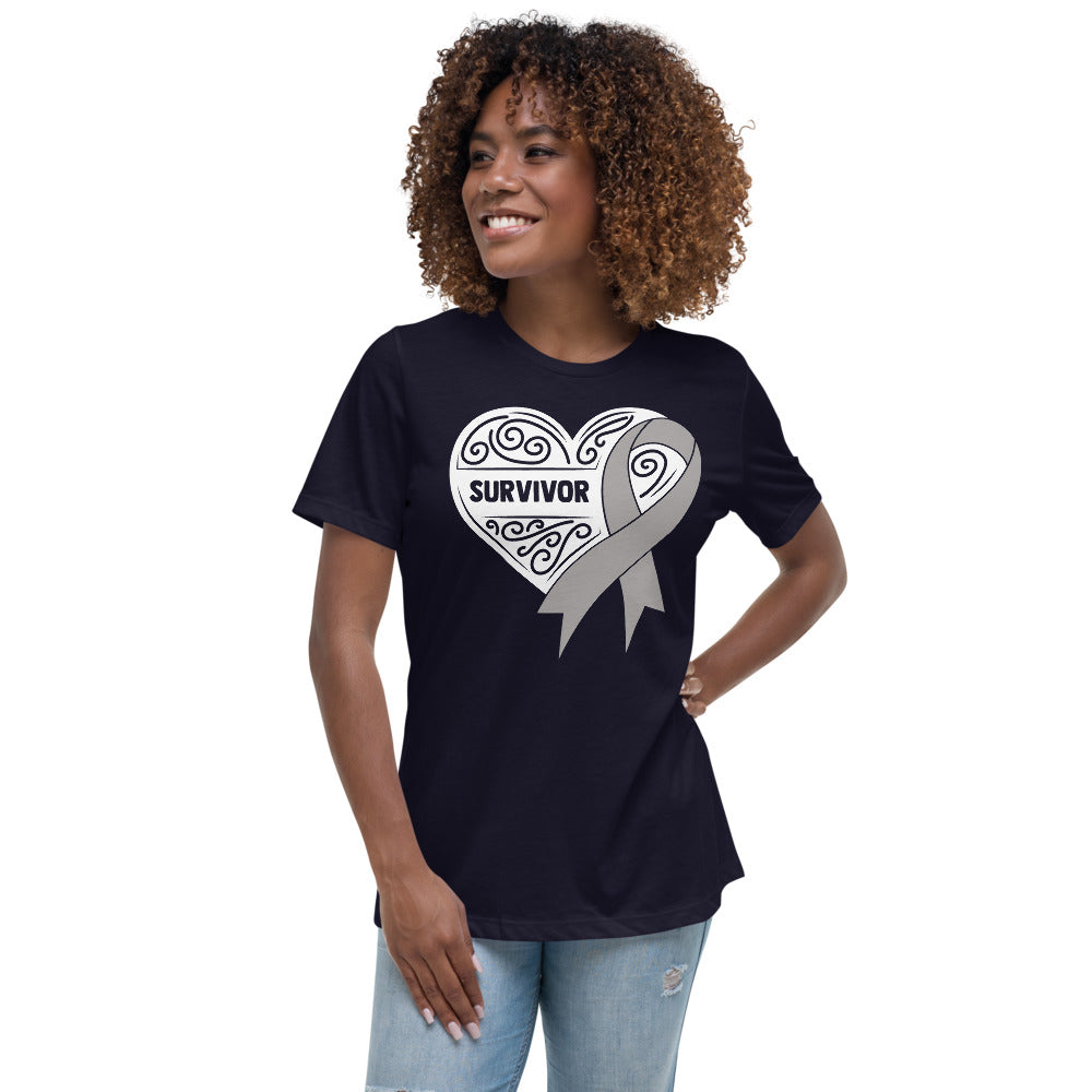 Survivor White Brain Cancer -- Womens Relaxed T Shirt