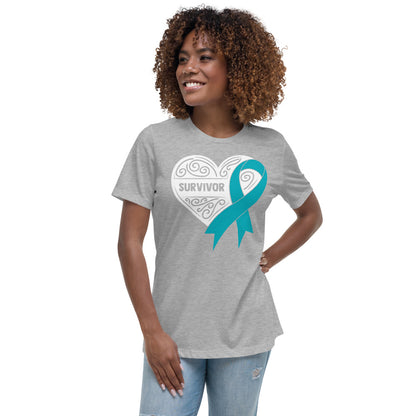 Survivor White Ovarian Cancer -- Womens Relaxed T Shirt