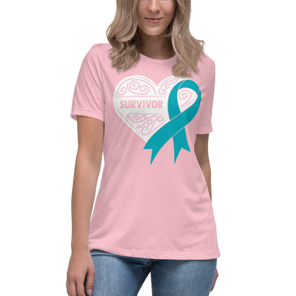 Survivor White Ovarian Cancer -- Womens Relaxed T Shirt